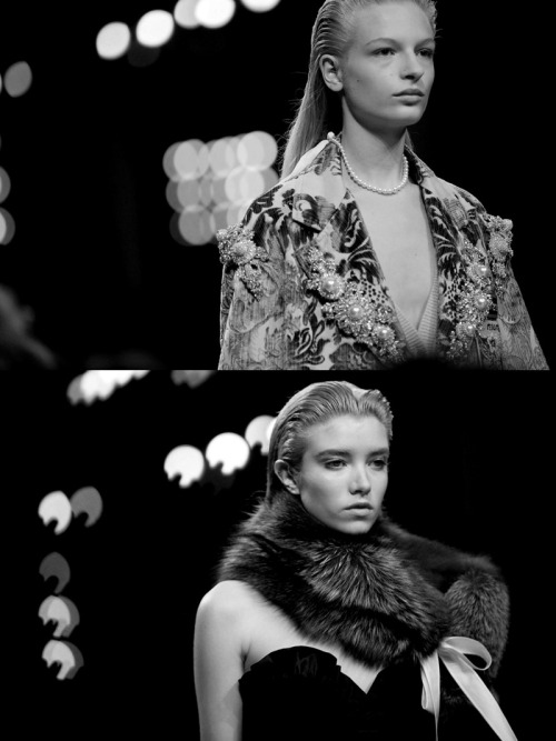 le-monde-sans-couleur: Frederikke Sofie &amp; Grace Hartzel at Miu Miu F/W 2016Ph. by Kevin Tach