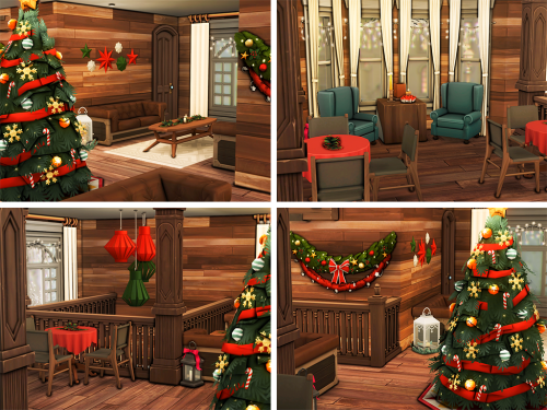 Christmas Cafe (NO CC)Cozy, Christmas-ready cafe for your sims to enjoy! » 20x20 » lot type: cafe»
