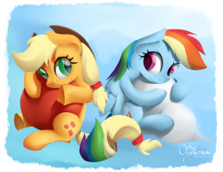 twilightsprinkle:  Applejack and Rainbow