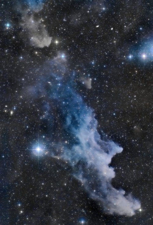 just–space:  The Witch Head Nebula : Double, double toil and trouble; Fire burn, and cauldron bubble . maybe Macbeth should have consulted the Witch Head Nebula. A frighteningly shaped reflection nebula, this cosmic crone is about 800 light-years