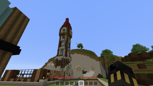 some less formal screenshots of the tower i built today in my towny town!