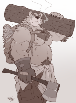 takemotoarashi:[Sketch] Your friendly neighbor bear…with an ax.