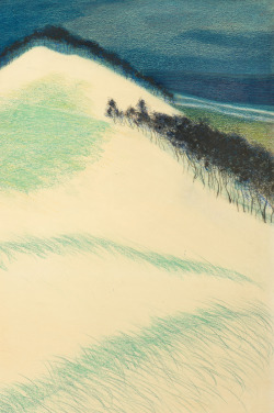 belgianpaintings:  Léon Spilliaert (1881-1946) - Lapin dans les dunes, Encre de Chine, lavis, pinceau, crayon de couleur, crayon gras, pastel, aquarelle, pinceau sur papier, 1909 