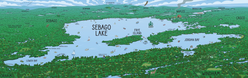  If you’re driving through downtown Windham, Maine, glance over at this Sebago Lake map illust