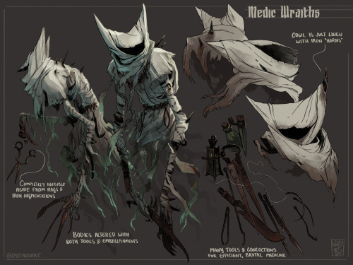 pythosart: The medic wraiths - for my portfolio. This was one of my favorite  designs from last year, so I thought they ought to have a proper  reference!  Since I don’t think I’ve written much about them here - These are from the LotR AU I have with