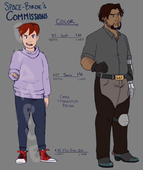 space-birdie: Alright, so alongside donations I’m going to do commissions to try and get enoug
