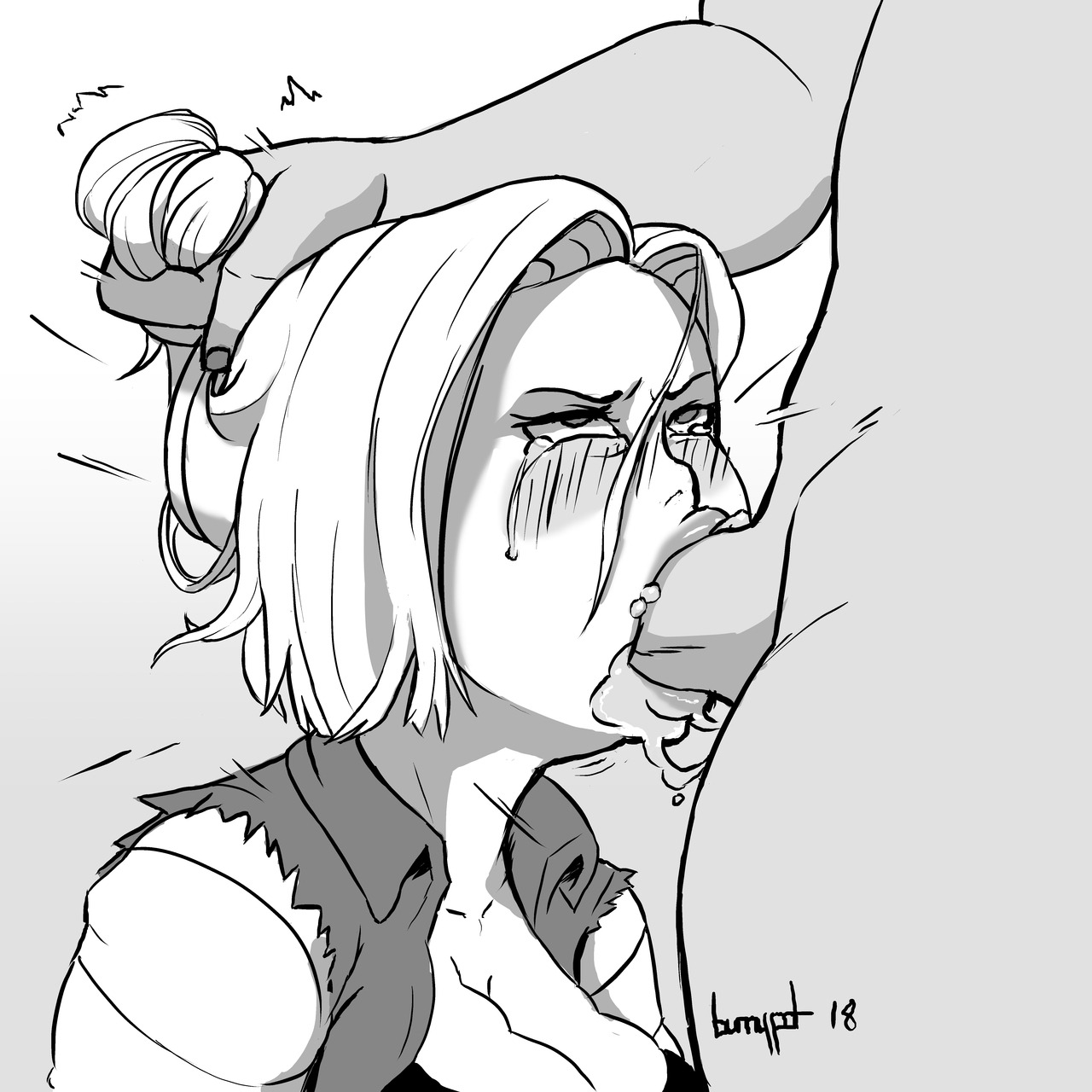 red-valentine:  bunnypotnsfw: Android 18 forced Deepthroat (cum &amp; xray versions)