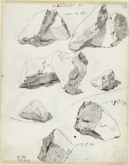 Caspar David Friedrich, Felsstudien | rock studies, 1799. Kupferstichkabinett der Staatlichen Musee