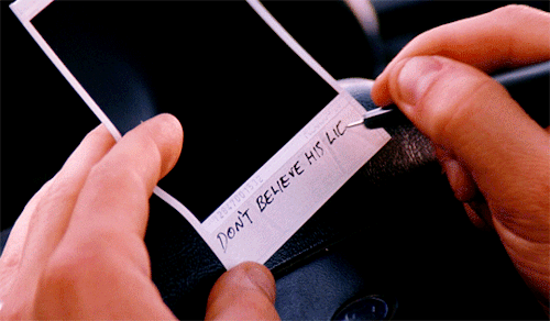 kane52630:We all lie to ourselves to be happy.  Memento (2000) dir. Christopher Nolan