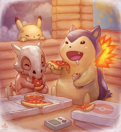 ry-spirit:  Cubone enjoying a nice pizza