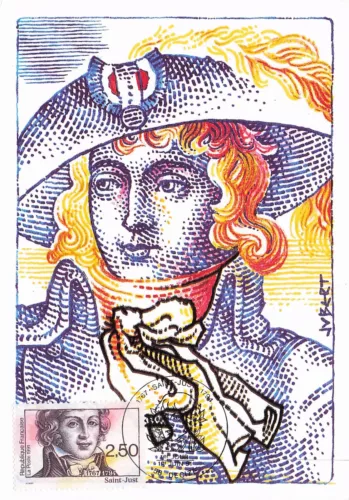 One Of The Many Versions Of A Saint-just Postcard/stationary Issued For The Bicentennial Of The Revolution,
