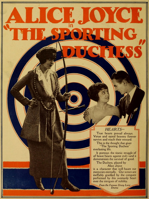 Ad for The Sporting Duchess, featuring Alice Joyce and Percy Marmont. Moving Picture World, March 20