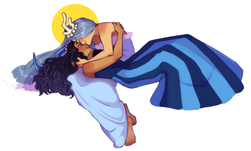 mexicantrashcan: A Sea Fairy and the Moon that she loves commissions