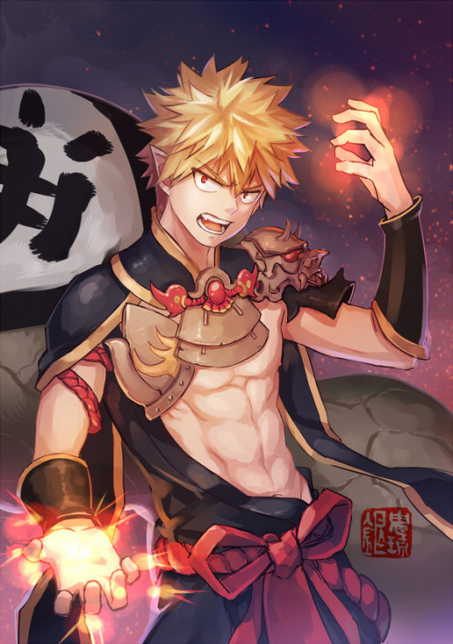 gin-uzumaki: I made my hero academia x onmyoji…..= =  Midoriya Ren, Bakugou Shuten&helli