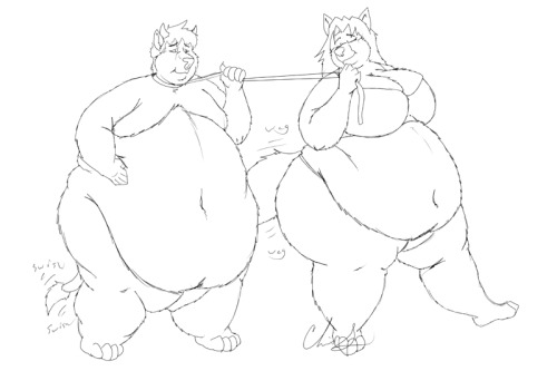 cowfox: Traci tugged the leash with a grin. &ldquo;c’mon fatboy, its breakfast time&rd