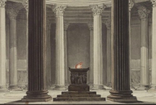 Detail from View into the temple of Vesta, drawing by Karl Friedrich Schinkel, 1818. © Photo: Kupfer