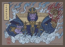 chujo-hime: escapekit:  Ukiyo-e Endgame  Japanese illustrator Takumi blends pop culture with the ancient Ukiyo-e art form in his latest series of superhero illustrations. To celebrate the recent Avengers: Endgame film release, the talented fantasy fan