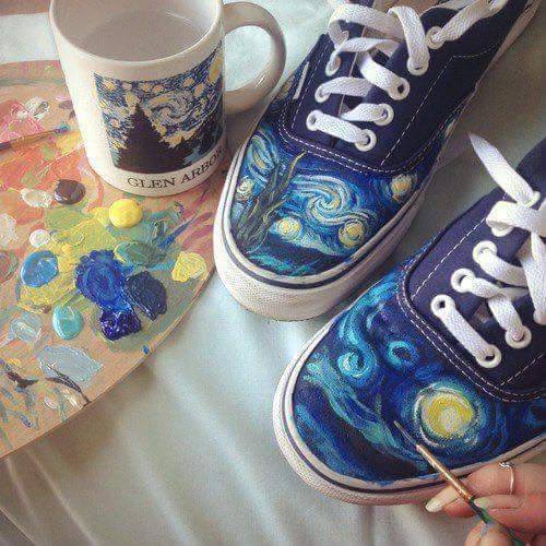 Van Gogh’s “Starry Night” being painted on some Vans Authentics
