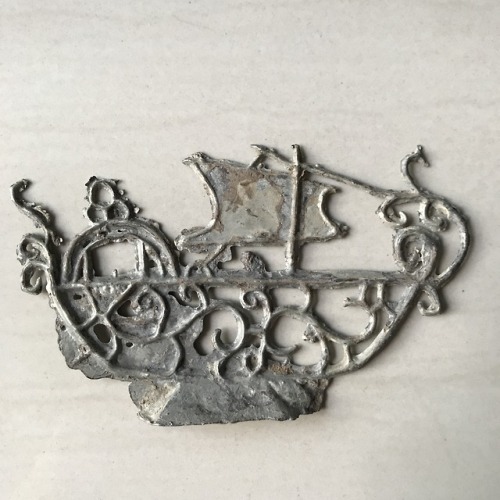 Riau-Lingga Sultanate Tin Ship Token 1824-1911 (Provenance: Tanjung Pinang, Bintan, Indonesia)