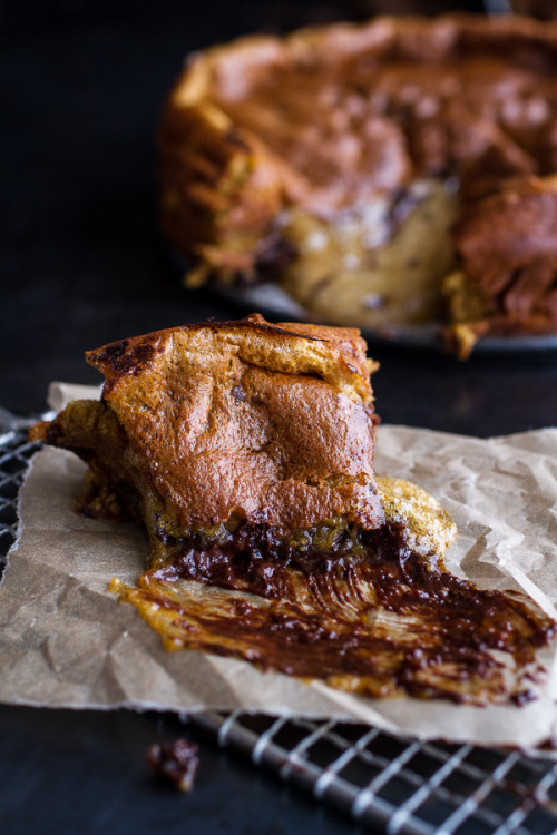 sweetoothgirl:   Incredibly Gooey Collapsing Chocolate Bourbon Pecan Pie Custard Cake  