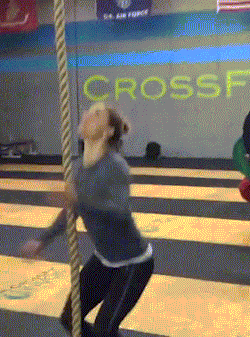onlyfitgirls:  Christmas Abbott Legless rope climb after each set of back squats at@cfinvoke  Saw some ladies get after it!! 5 sets:2 reps of back squat 80% 1 leg less rope climb or 2 regular  
