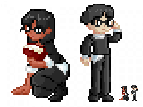 Cassandra and Alexander Goth Pixel art/Sprites???Yes I used pokemon trainers as reference