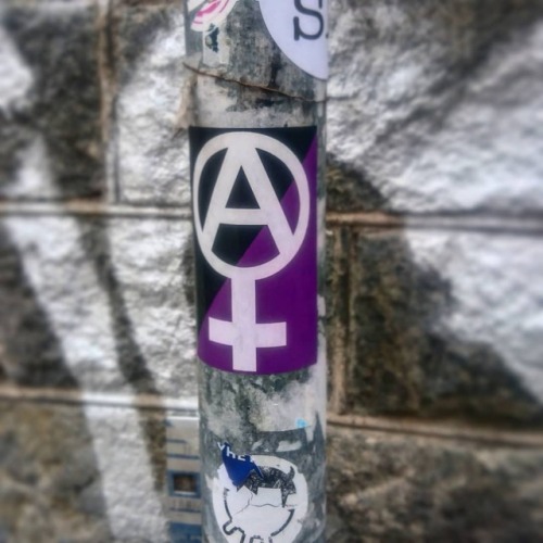 Anarchist stickers seen around Stockholm, Sweden