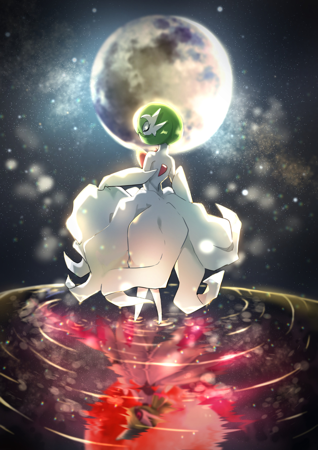 Download Magical Mega Gardevoir Under A Full Moon Wallpaper