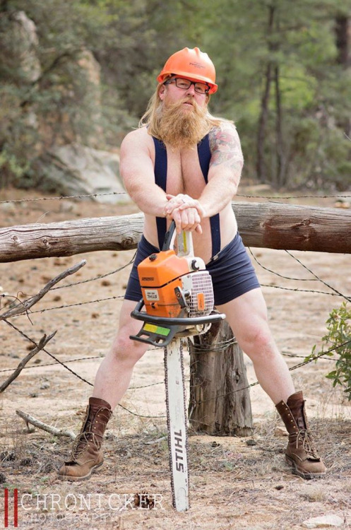 magicalgirlmindcrank: mymodernmet: Bearded Man Playfully Poses for Pin-Up Calendar to Raise Money fo