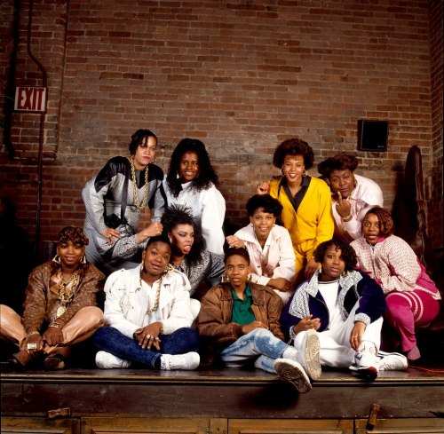 femalerappers:  Top Row - Left To Right: Sparky D, Sweet Tee, Yvette Money, Ms. Melodie. Middle row: Millie Jackson, Peaches, Sparky D dancer. Bottom row: Sparky D dancer, Roxanne Shanté, MC Lyte, Synquis, 1988. Photograph by Janette Beckman.