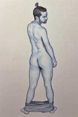 matthewconwayart:  ryan (blue.) color pencil on toned paper. 2015.