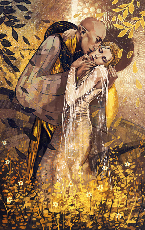 swevenfox: Completed illustration commission for modernfan of her Lavellan with Solas based on a ver