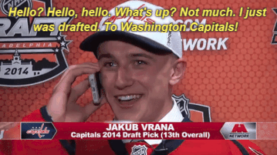 thornescratch:In honor of his first NHL call-up, Throwback Thursday to a starry-eyed Jakub Vrana tal