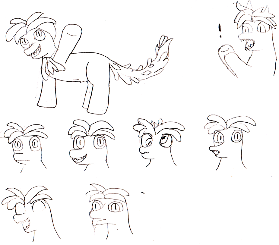 lloxies-art-boxy:Some concept/reaction doodles I did for a Floran-turned-pony character