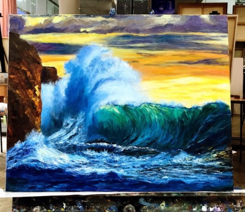 Completed! The second wave. Water mixable oil on canvas