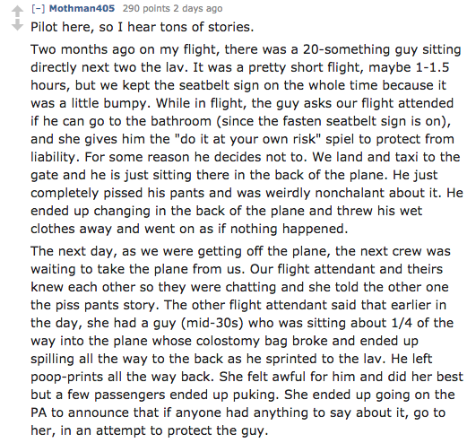   When people take flight, they often leave their brains on the ground. A combination of the altitude, thealcohol, nausea drugs and/or sleeping pills, and sheer restlessness turn the airplane cabin into a stunning gallery of the worst of human behavior.