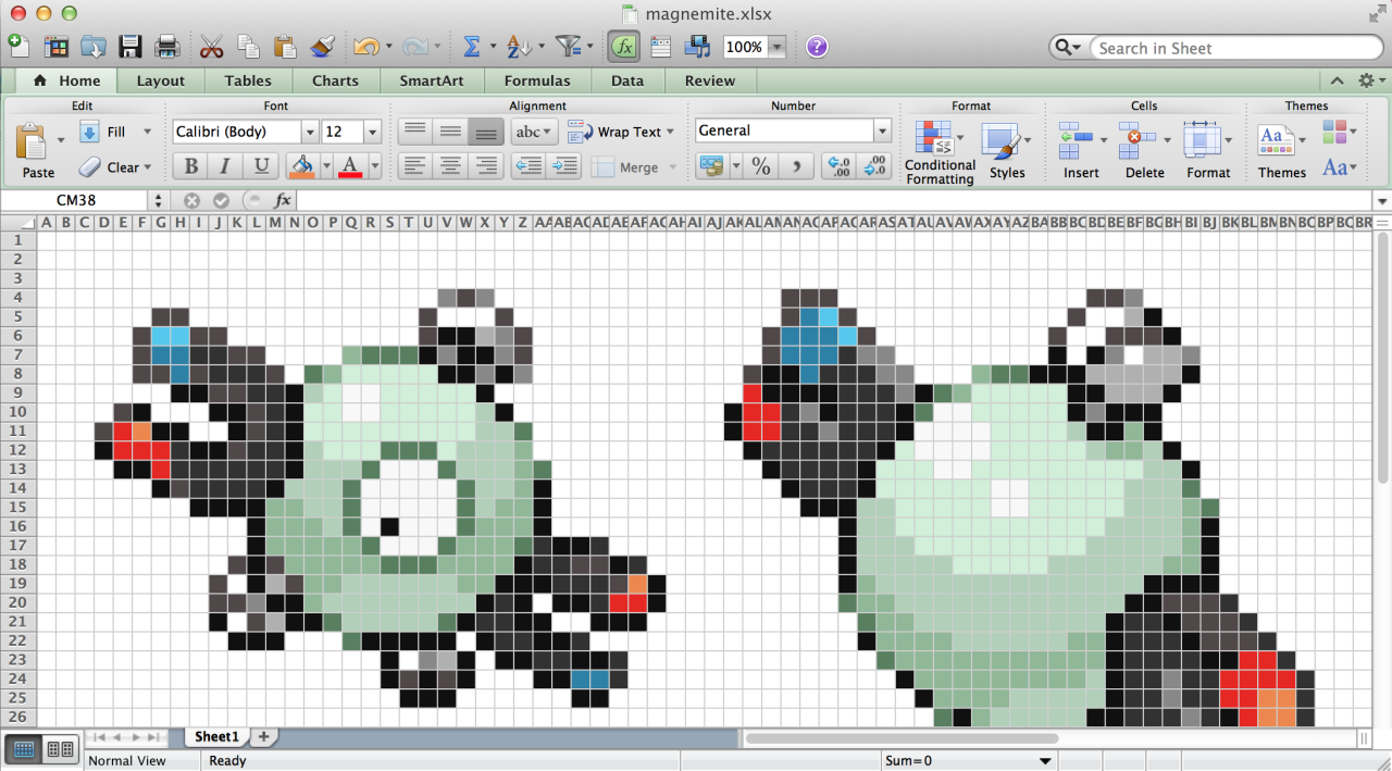 Pixel Art Pokemon In Spreadsheets Back When I Horriblenight Com Inventory