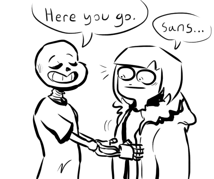 mikoworks:  So, what if Sans is actually thin but he looks chubby because his jacket