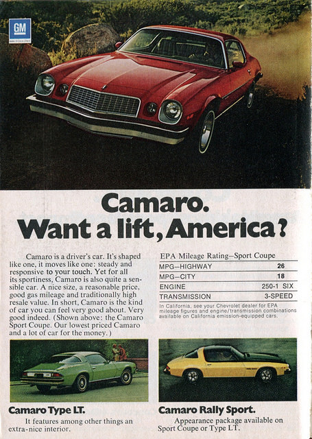 Diagnosed With Nostalgia 1976 Chevrolet Camaro Advertisement Readers Digest