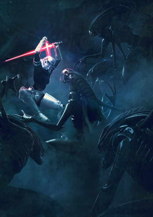 cyberclays:501st Legion: Vader’s Fist VS Space CockroachesStar Wars and Alien fan art by Gui