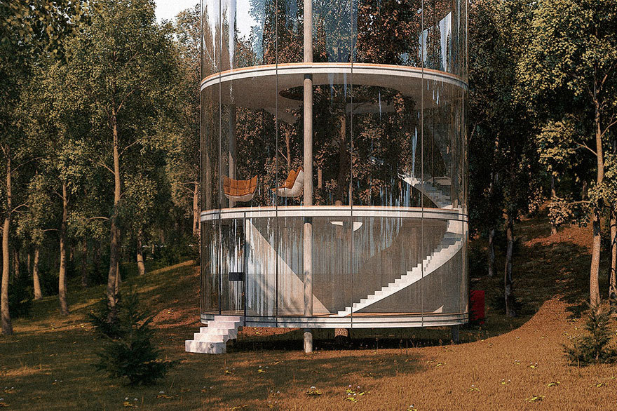 mybleubones:  culturenlifestyle:  Stunning Innovative Cylindrical Glass House Built