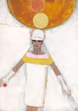 candypriceless:  YSL Mondrian-inspired acrylic on canvas by Michael Johnson for Harpers &amp; Queen, cir. late 1960s (x) 