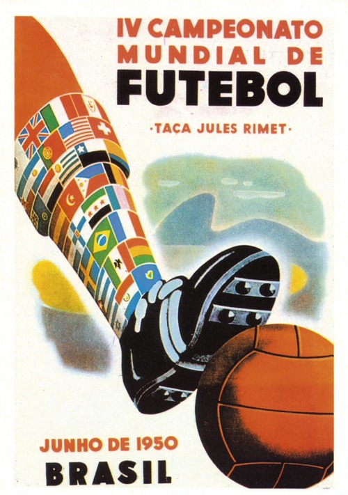 Soccer Worldcup poster, 1950. Unknown artist.