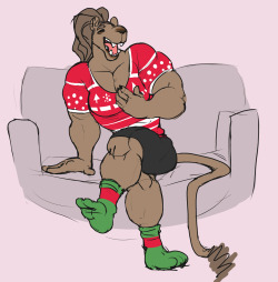 rittsrotts:  Ro likes the holidays and her long socks cannot go past her calves, for they might as well be cinderblocks  goals (also this is great look at those pecs and legs and HANDS)