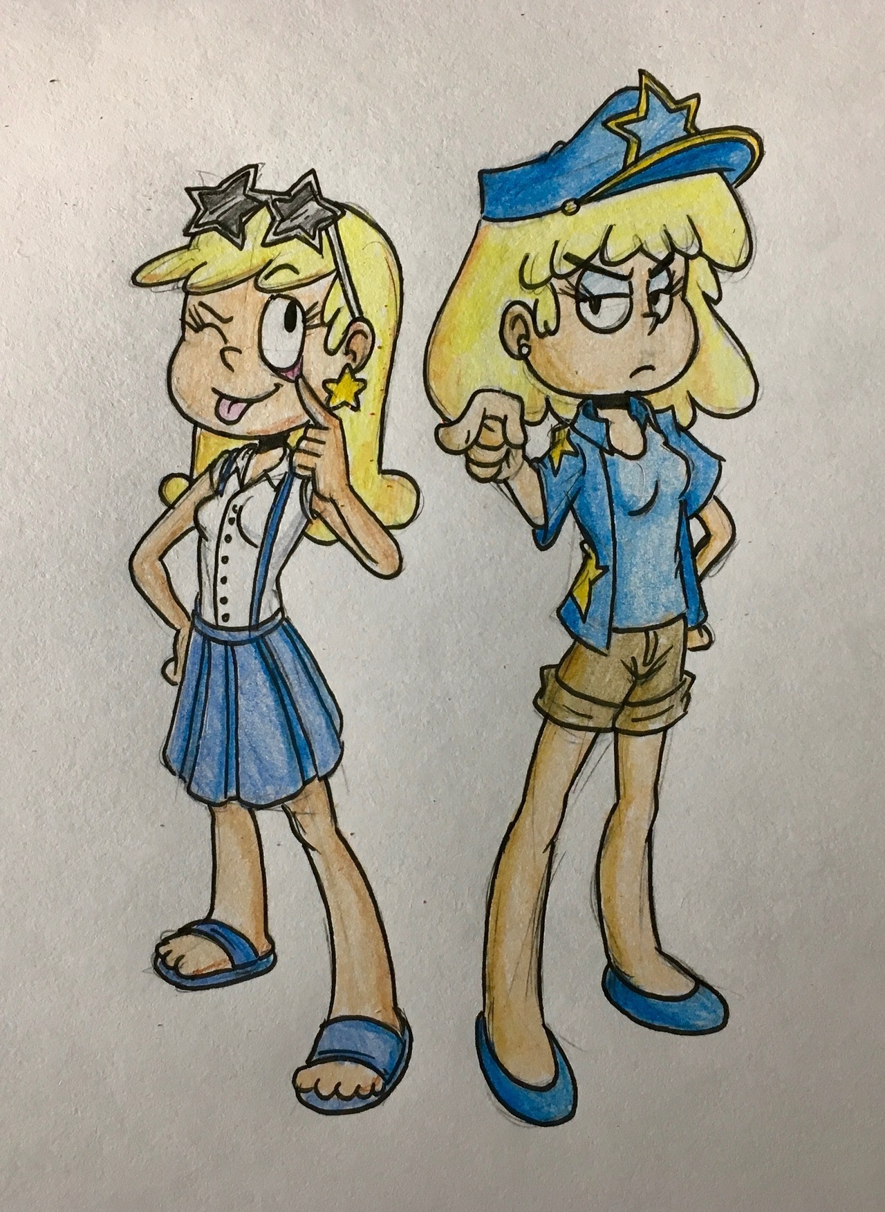 Commission for @thethunderblade of Leni and Lori Loud as Jojo characters. I literally