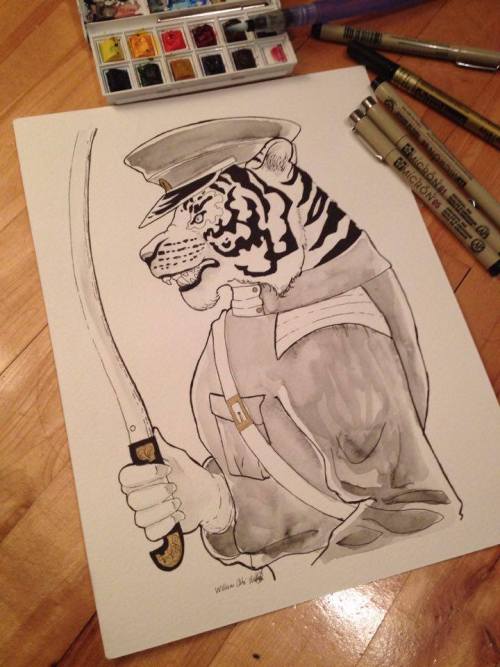 Inktober 18 , a tiger soldier with a WW1 thematic for one of my course!