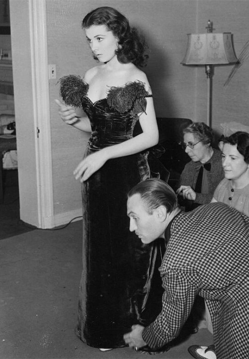 magicofoldies: Vivien Leigh in a costume fitting for Gone With the Wind, 1939