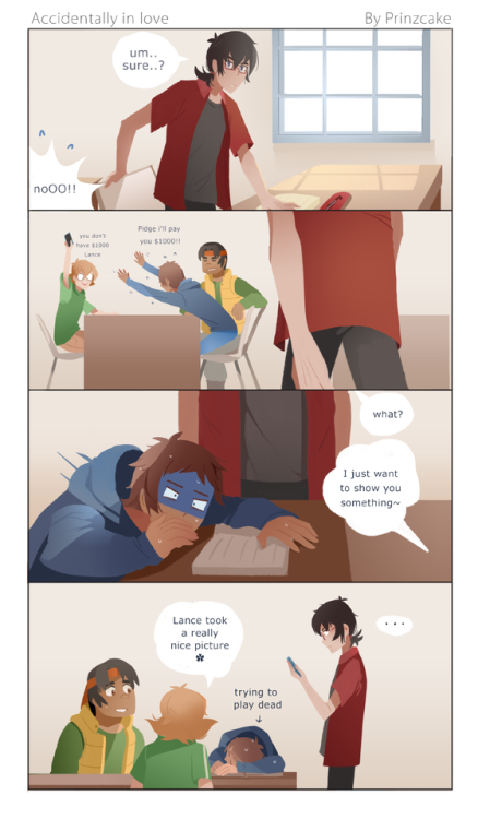 cadrilovesklance:  prinzcake:  A really late valentine comic! Its a college au, inspired by the fb msger filter. I also wrote a fic for this so read under the cut if you’re interested.. >< //  Also Shiro’s birthday is approaching soon and I