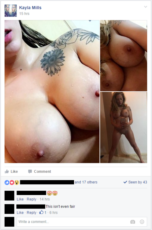 makemywifeawebslut3: tindingsluts:   pnw-amateur-washington-exposed:  ****Kayla Mills from Federal Way, WA***  I have more of this sexy work of perfection to come so be on the look out!   It doesn’t get much better than big tits and tattoos, but somehow