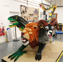 bogleech: ignigeno:  The chimera I designed for our new LEGO show. I cannot express how much of a labor of love this was. It took over 100 hours just to design, let alone build and is one of the largest and most complex sculptures I’ve done.  Fun fact: